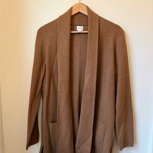 J. Crew Women's Brown Open-Front Knit Cotton Sweater Jacket M